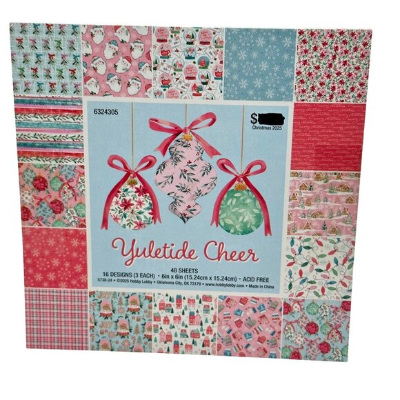 Christmas Paper Crafts Set Pink Holiday Scrapbook Holiday Packs Cards Washi Tape - Picture 8 of 9